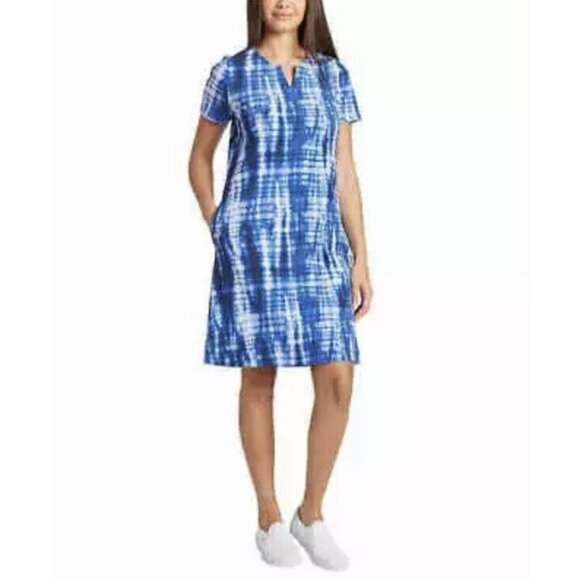 Ellen Tracy‎ Ladies' V-Notch Relaxed Knit Dress with Pockets, Indigo Dye Medium - Picture 1 of 10